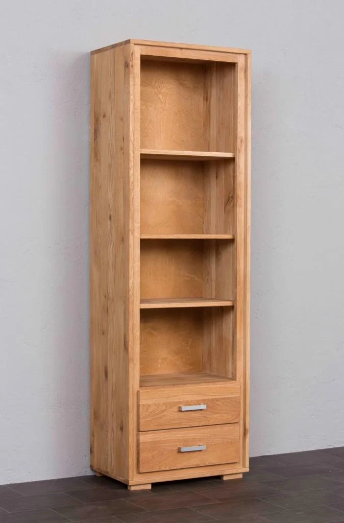 Regal 193 cm, 2 Schubladen, Wildeiche massiv geölt, Basel