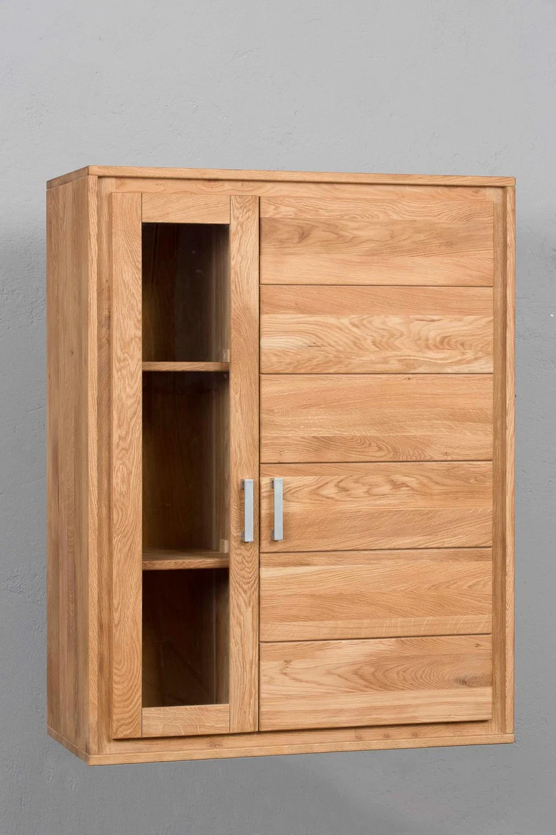 Hängevitrine 2-türig Wildeiche Massivholz geölt, Basel