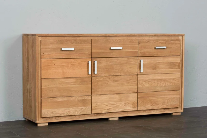 Sideboard Anrichte 3-türig Wildeiche Massivholz geölt, Basel