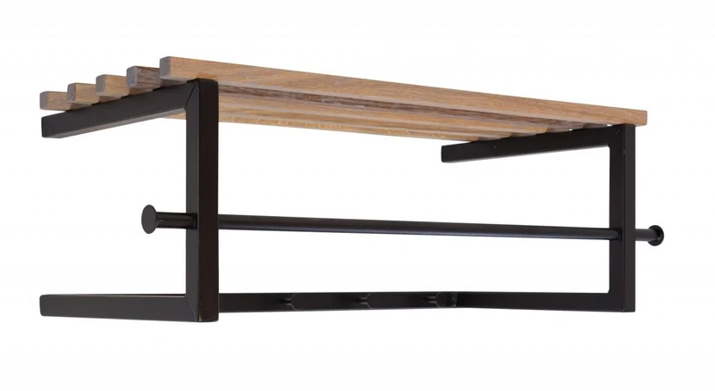 Garderobe Wandgarderobe MARCO mit Hutablage Metall Schwarz lackiert