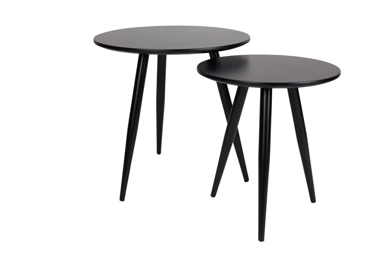 Runder Beistelltisch DAVEN schwarz 2er Set