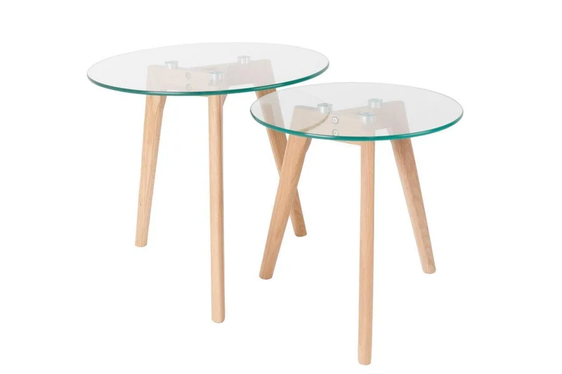 Runder Glas Beistelltisch BROR 2er Set