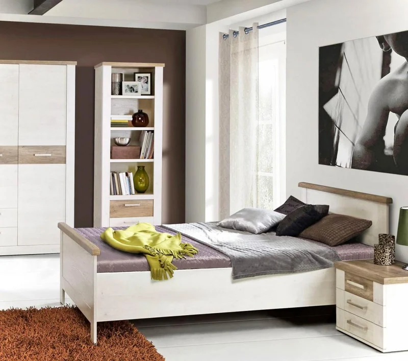 Bücherregal DURO Regal mit 2 Schubladen, Optik Pinie weiß antik