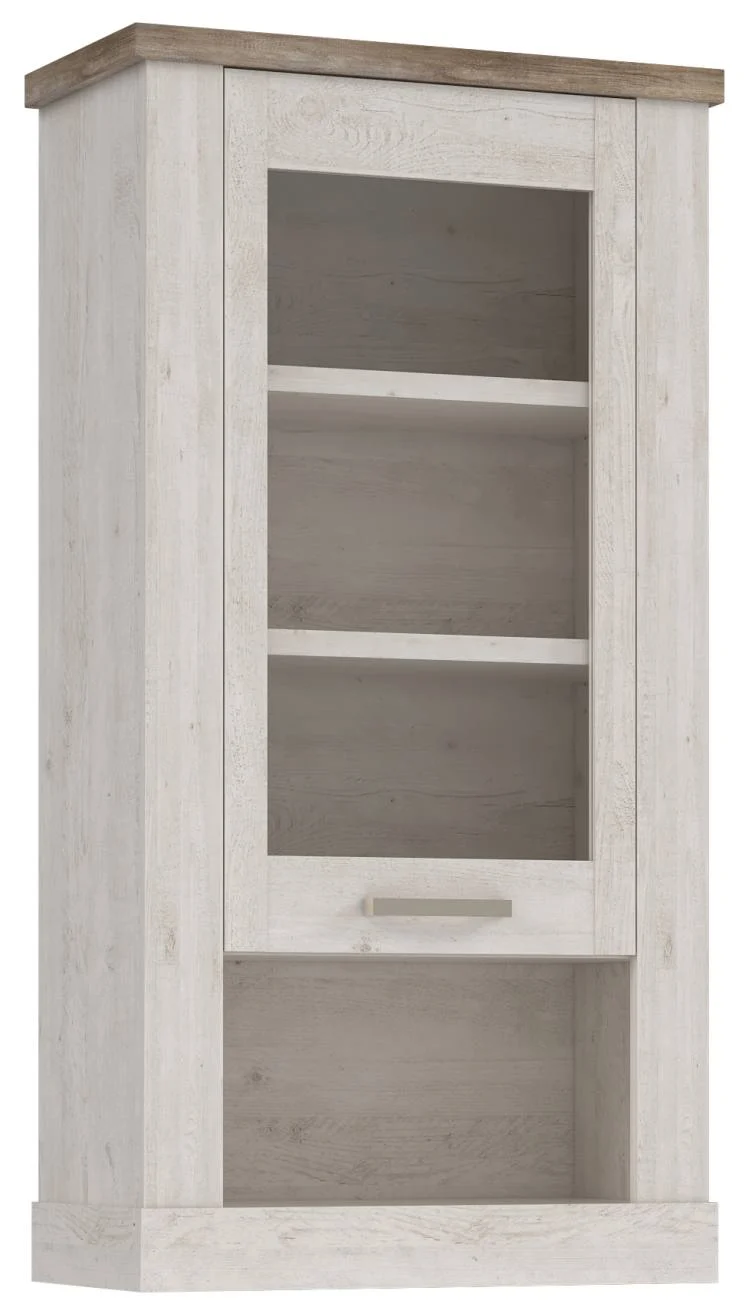 Hängevitrine DURO 1 Glastür Hängeschrank Optik Pinie weiß antik