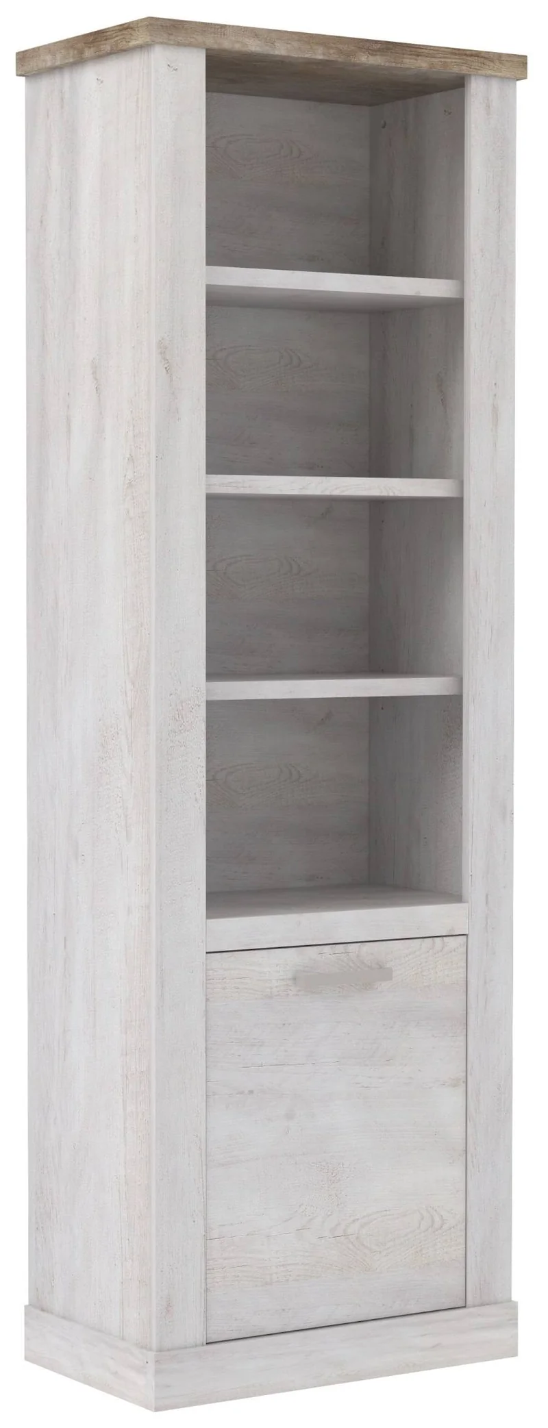 Regal DURO Bücherregal 1 Tür, 3 offene Fächer, Pinie weiß antik
