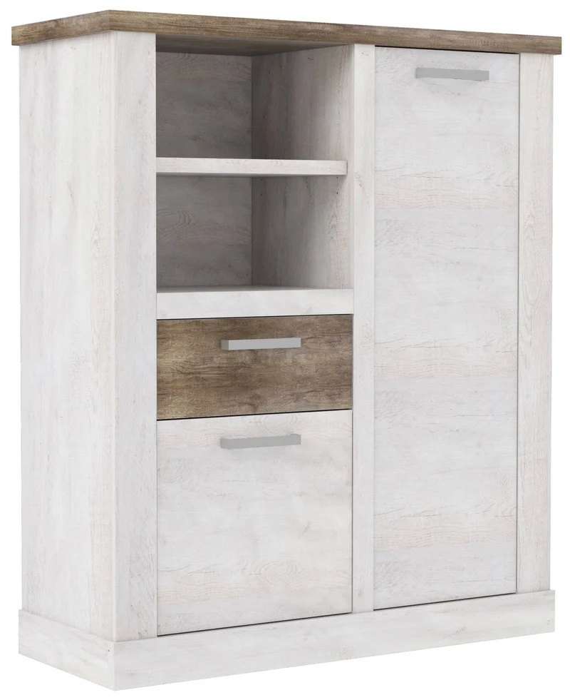 Highboard DURO, 2 trg. und 1 Schublade, in Pinie weiß antik von Forte