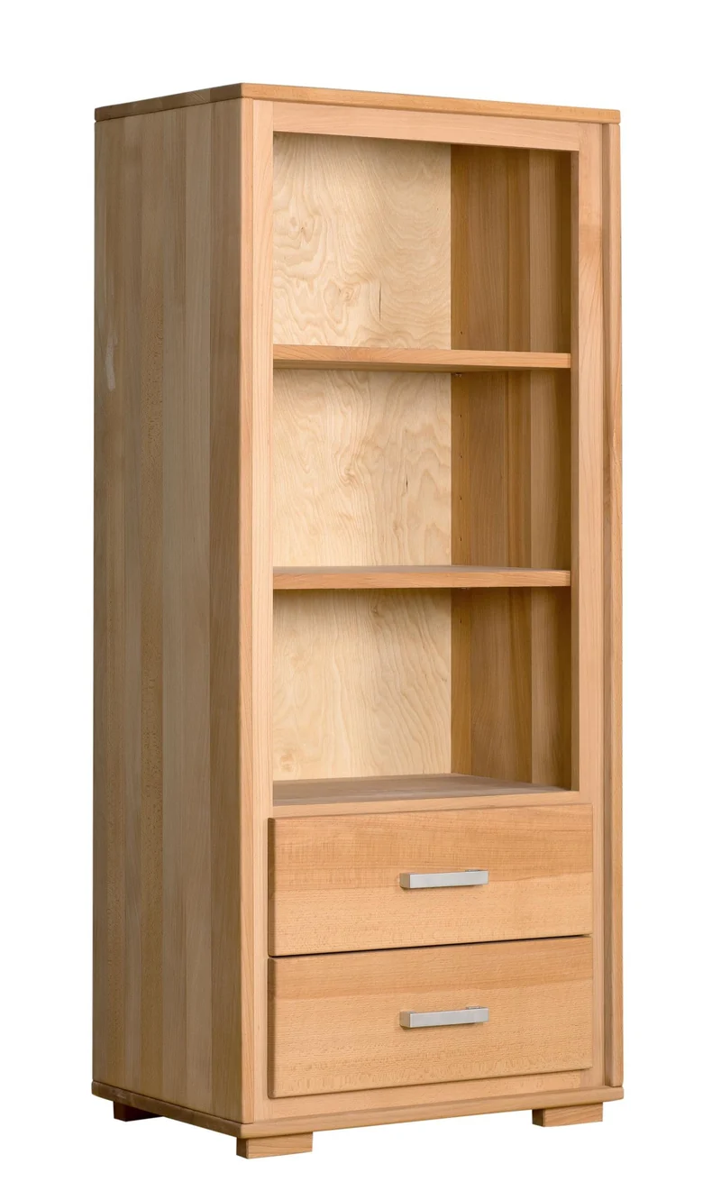 Regal 139 cm, 2 Schubladen, Kernbuche Massivholz geölt, Genf