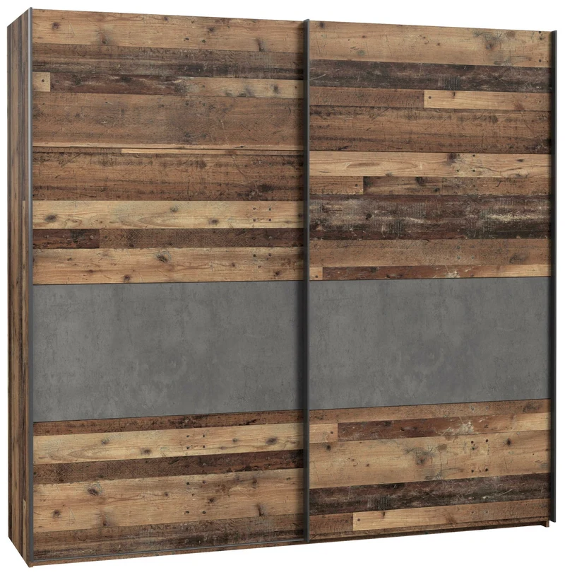 Forte Schwebetürenschrank CLIF 220 cm Old Wood Vintage