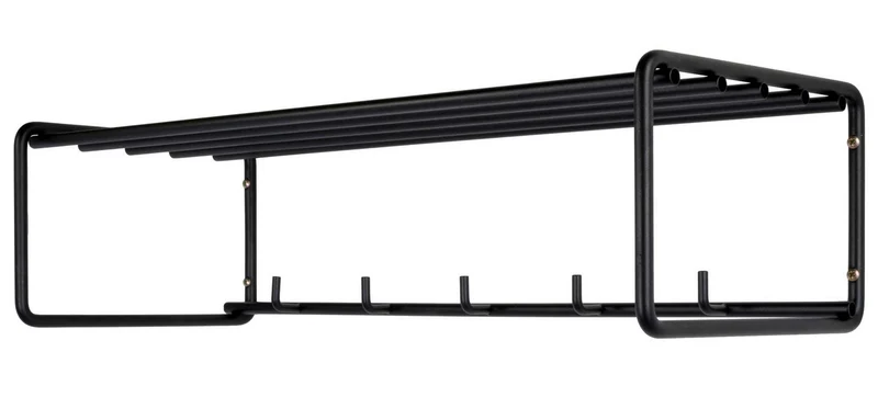 Wandgarderobe CLINT 2 Metall Schwarz lackiert mit Hutablage