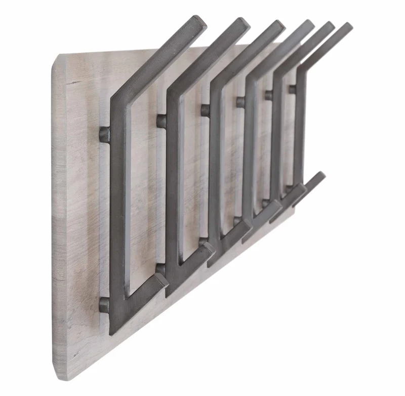 Wandgarderobe HOOK 60 mit 6 Doppelhaken Board in Eiche Optik