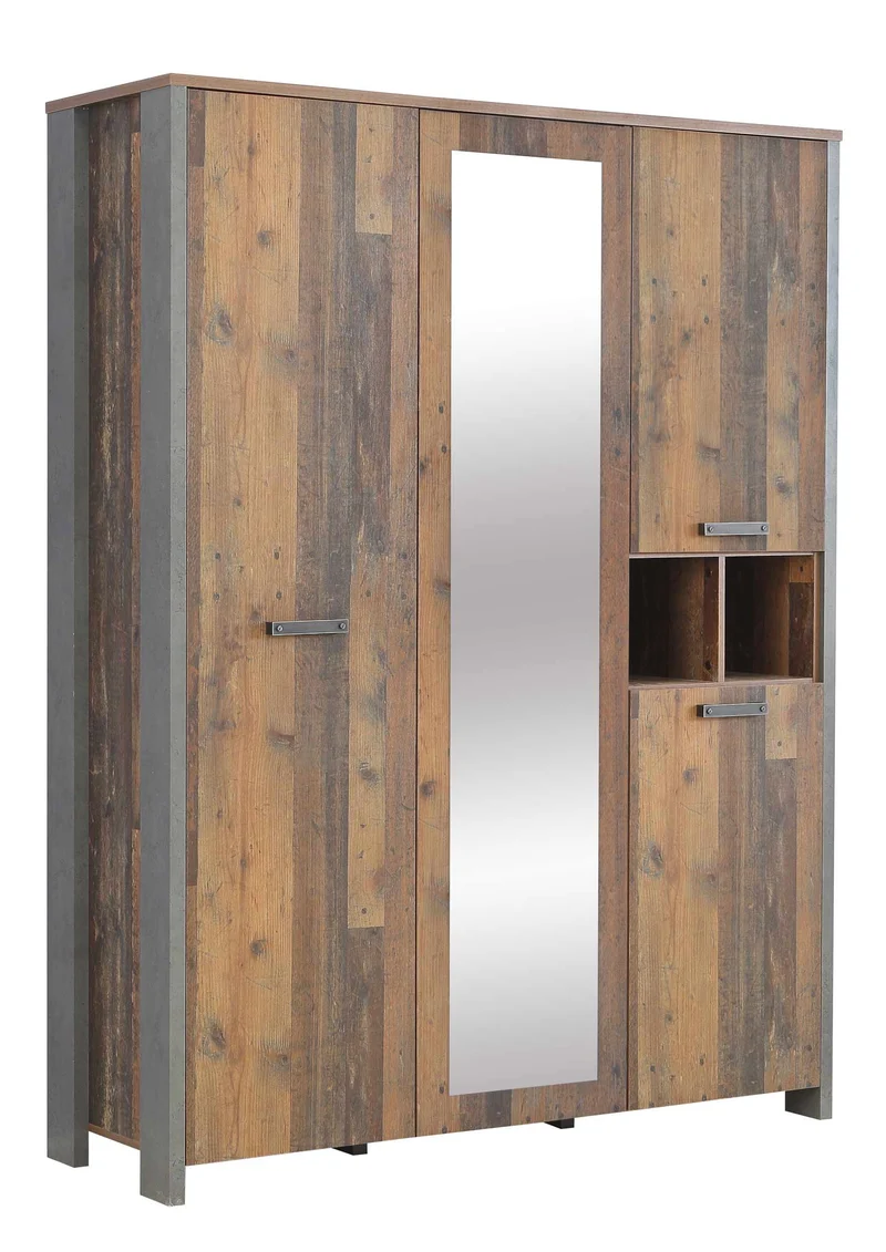 Kleiderschrank CLIF 4-trg. Old Wood Vintage Beton Optik von Forte