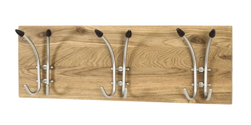 Garderobe Wandgarderobe TORINO 3 Eiche geölt Edelstahloptik