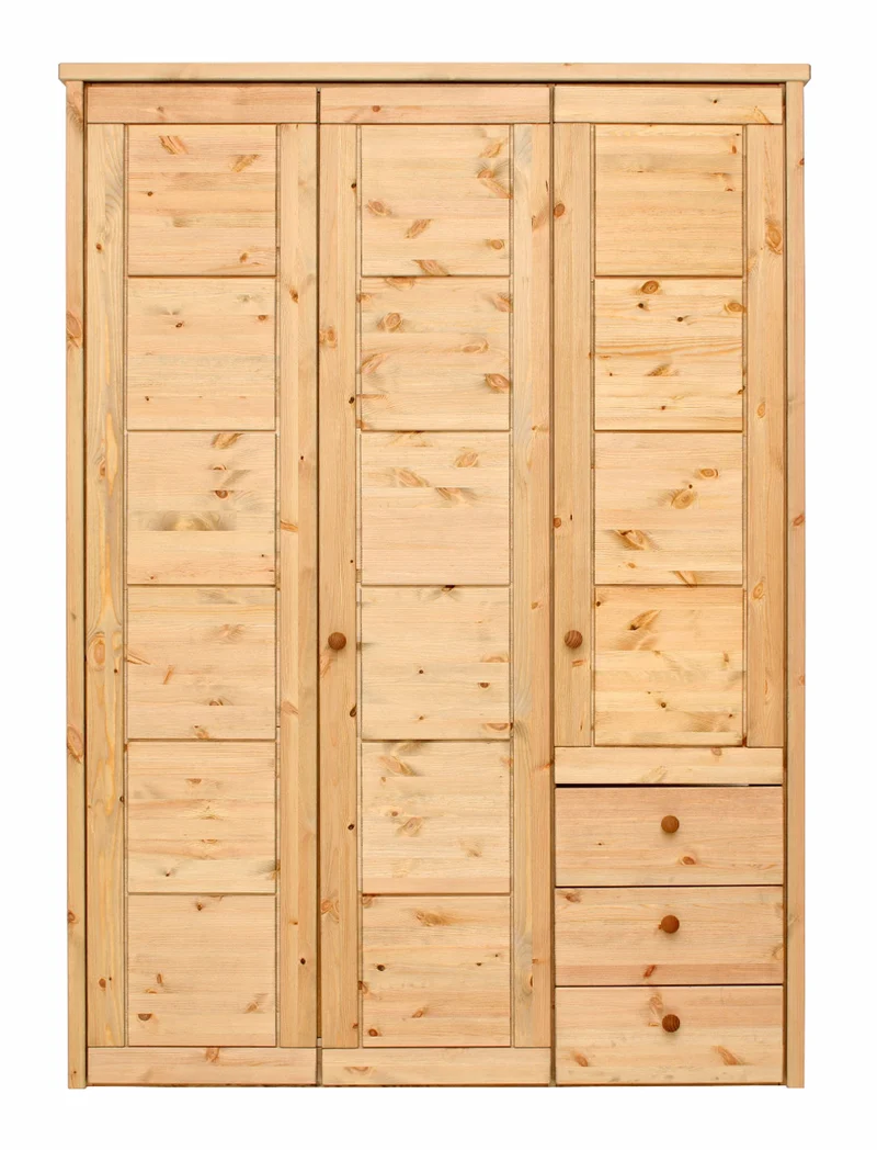 Kleiderschrank VITA SK290 3 Türen Kassetten-Front Kiefer massiv