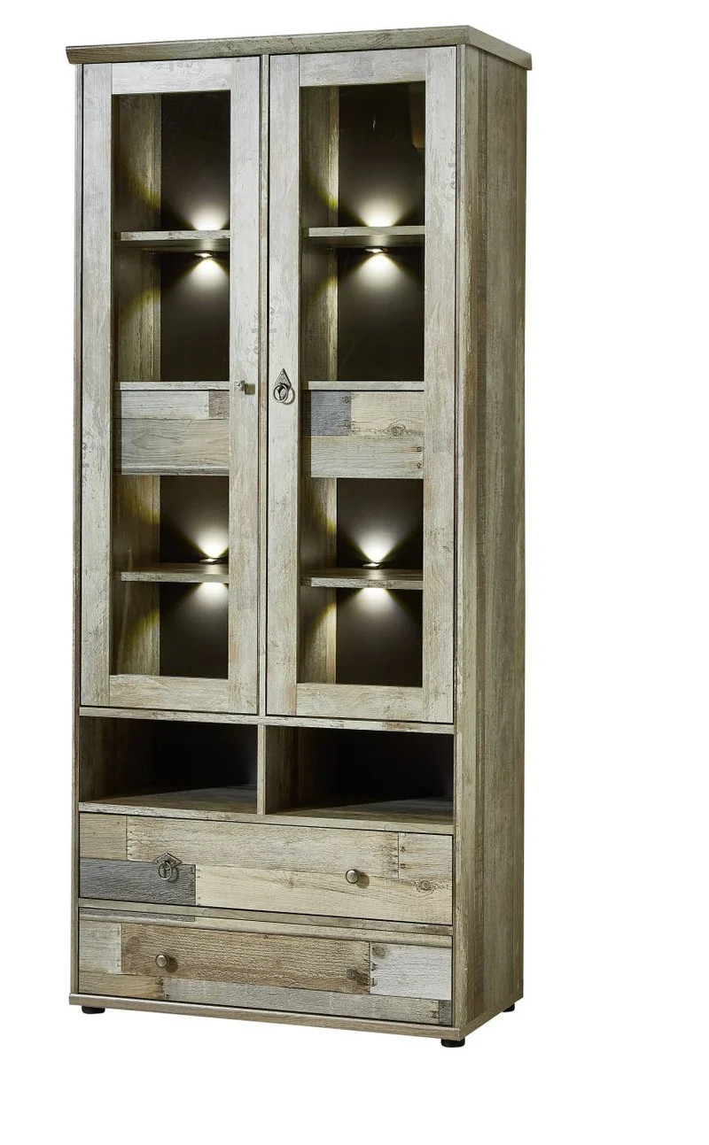 Vitrine BONANZA mit LED Beleuchtung - Driftwood Nachbildung