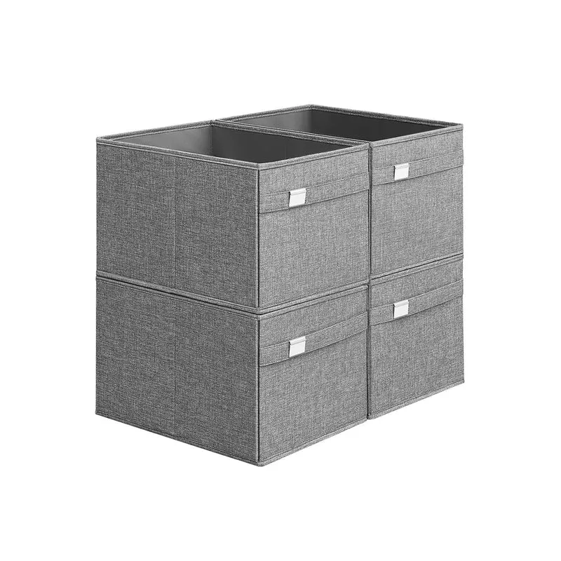 Aufbewahrungsbox 4er Set mit Griffen taubengrau