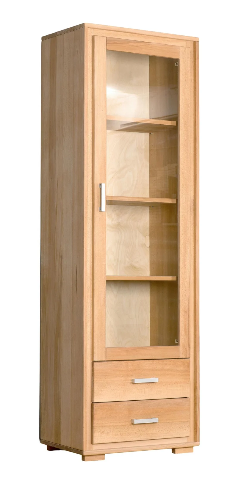 Vitrine 1-türig rechts Kernbuche Massivholz geölt, Genf