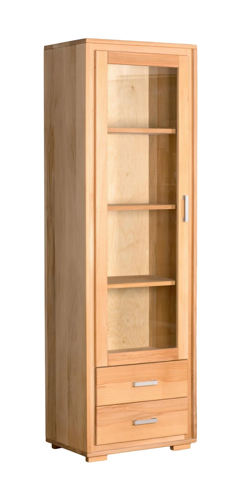 Vitrine 1-türig links Kernbuche Massivholz geölt, Genf