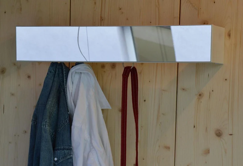 Wandgarderobe SLIM, weiß, mit Spiegel, 6 Haken, by Jan Kurtz