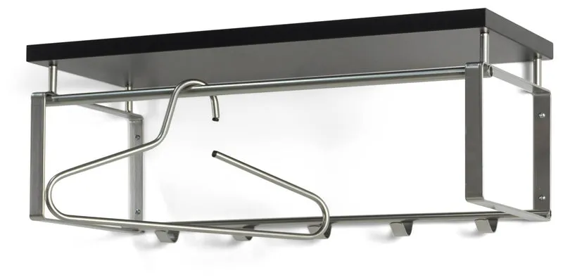 Garderobe Wandgarderobe Rex 3 in Nickeloptik, Hutablage in Schwarz