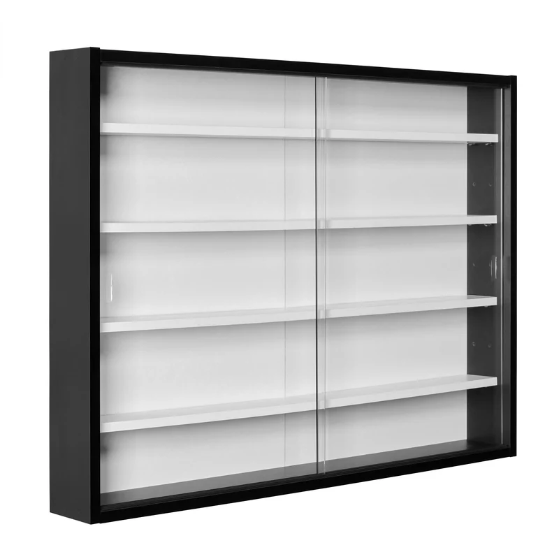Sammlervitrine Setzkasten Collecty Schwarz/Weiß mit Glasschiebetüren