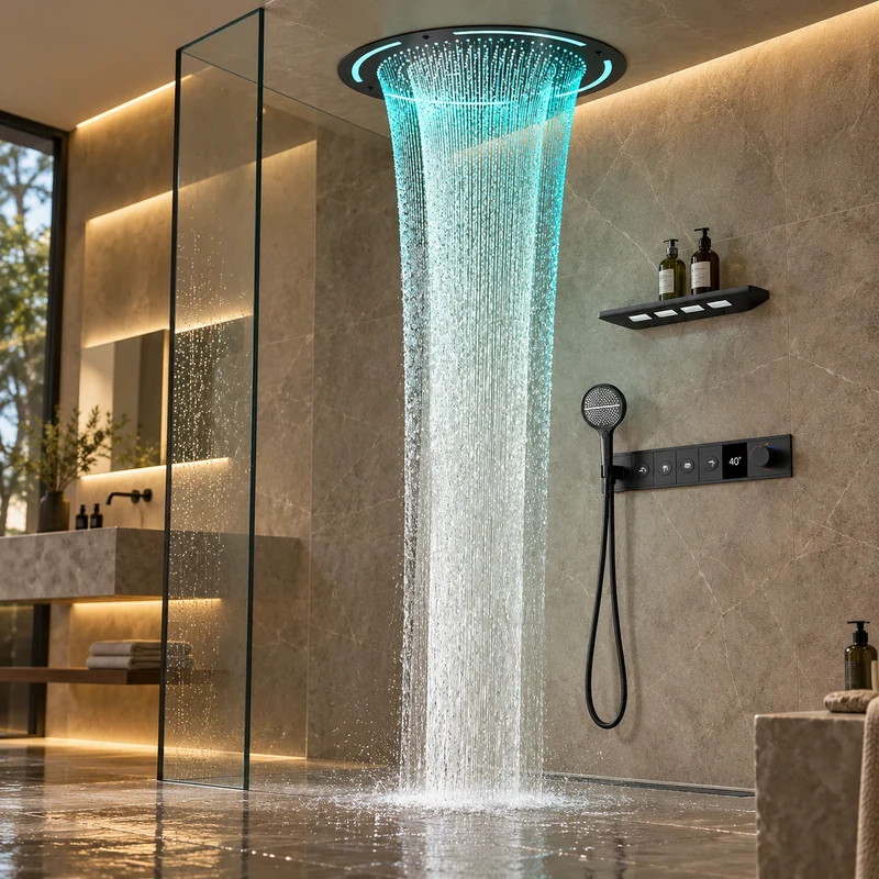 Skylight Ceiling Mounted LED Rain Shower System