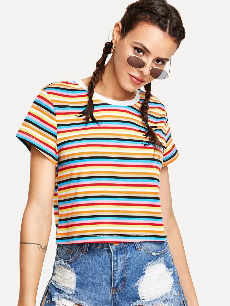 Striped Ribbed Knit Tee