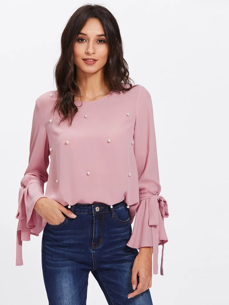 Pearl Embellished Cuff Blouse