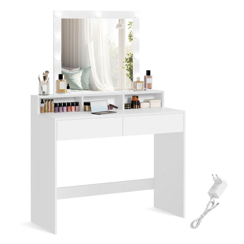 Schminktisch mit LED-Beleuchtung modern weiß