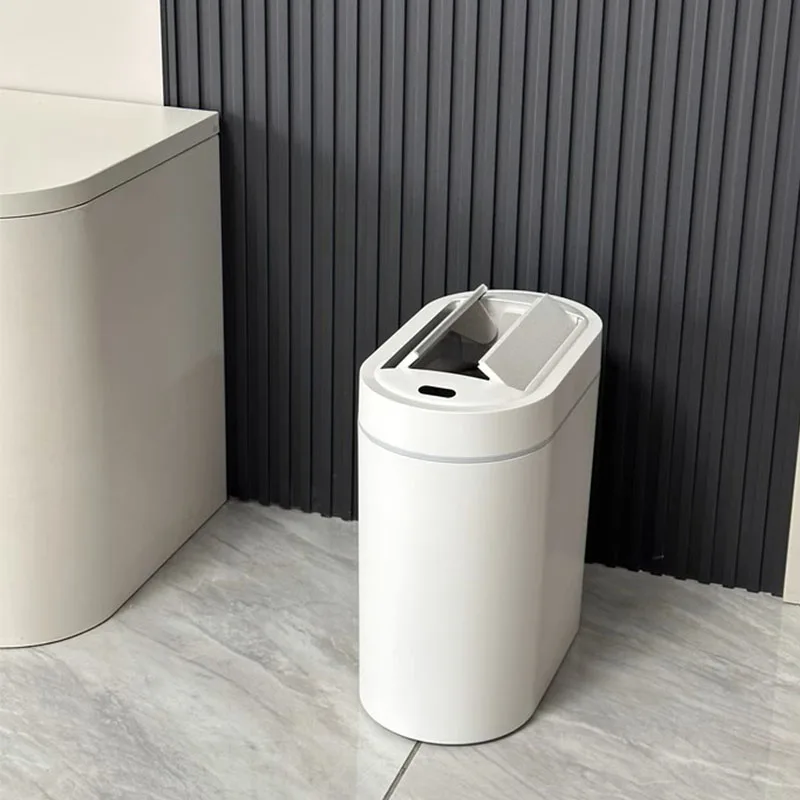 Clean Hands Touchless Slim Bathroom Wastebasket Bin