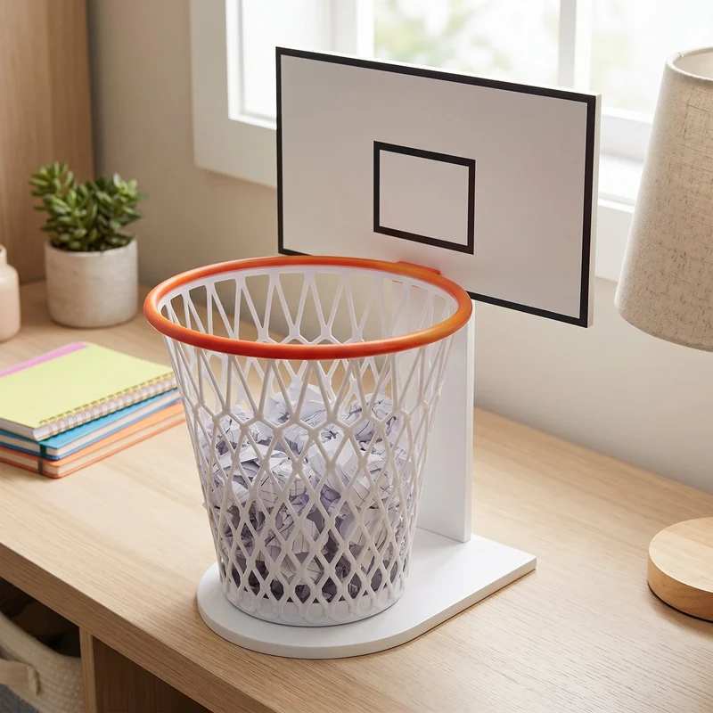 Basketball Hoop Paper Toss Trash Can