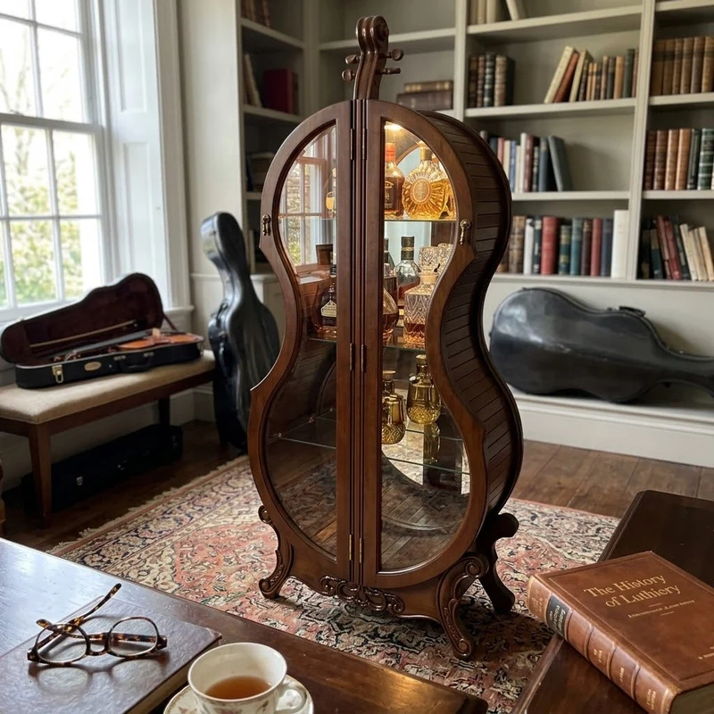 Violin Silhouette Curio Display Cabinet