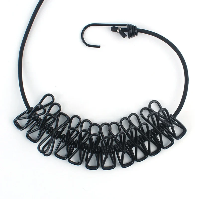 Windproof Non-Slip Elastic Multi-Clip Travel Clothesline