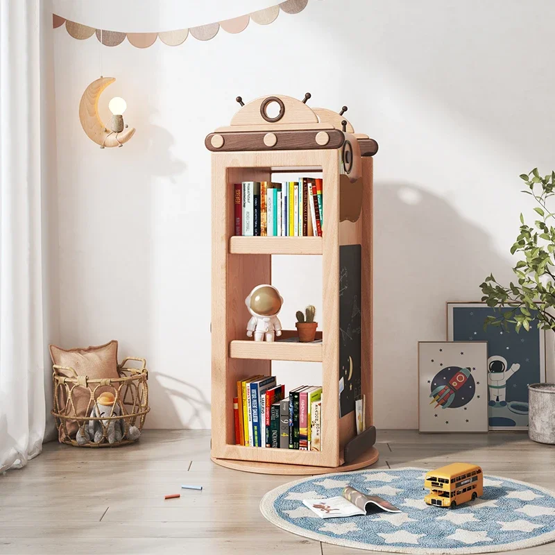 Cosmic Robot Wooden Kids Rotating Bookshelf