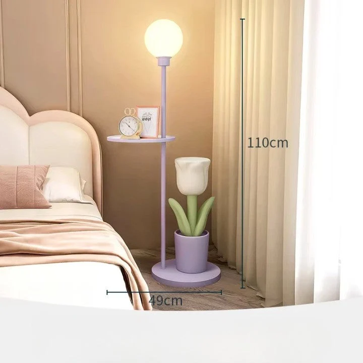 Tulip Blossom Flower Integrated Nightstand Floor Lamp