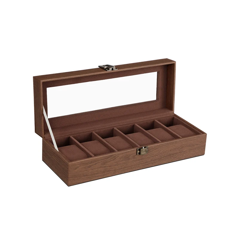 Uhrenbox mit Glasdeckel und Metallverschluss