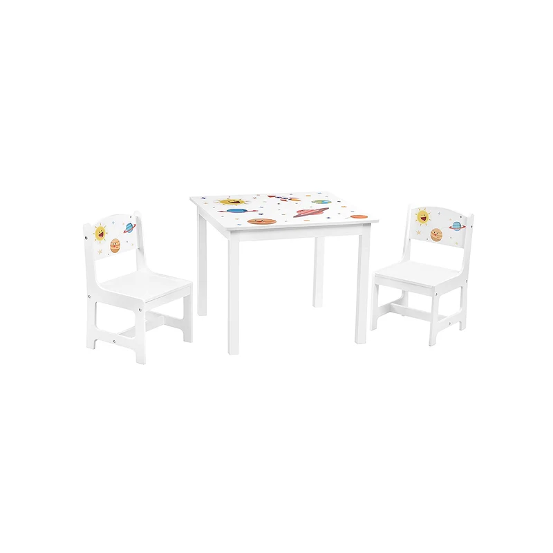 Kindertisch-Set mit 2 Stühlen Weiß