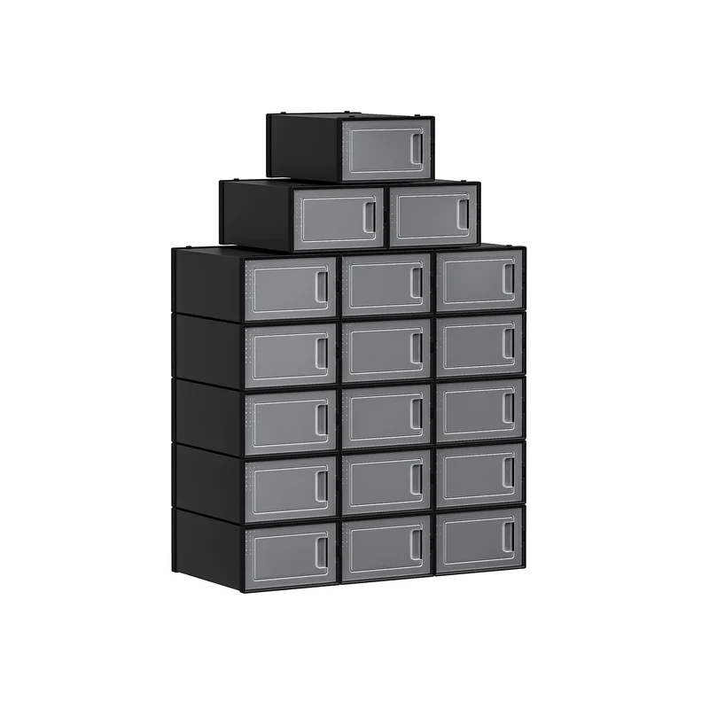 Schuhboxen 18er Set schwarz