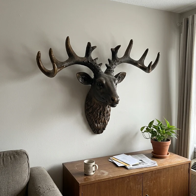 Modern Pure Handmade Hanging Moose and Sheep Head Decoration