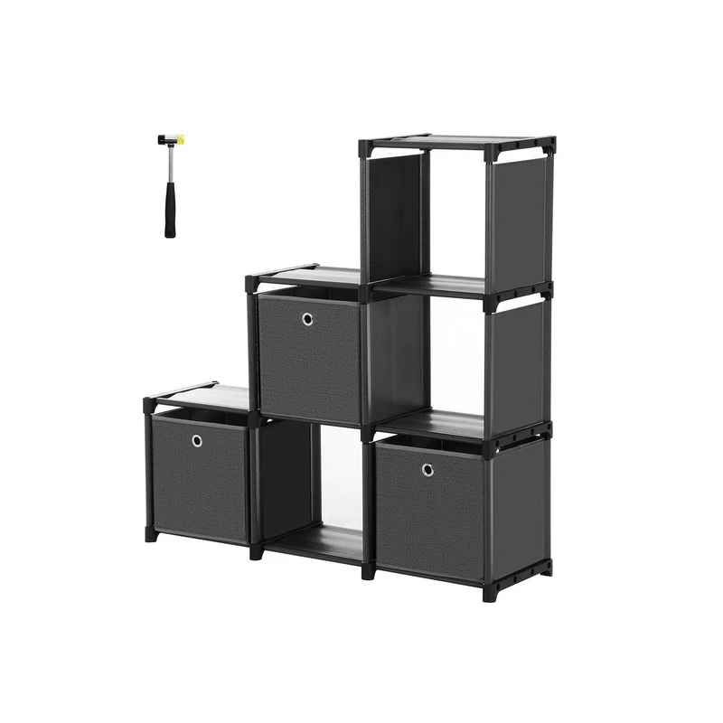 Steckregal 6 Würfel 3 Boxen Schwarz