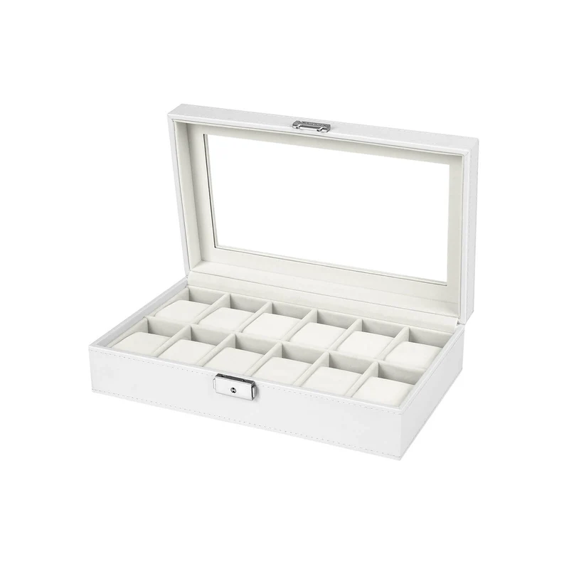 Weiße Uhrenbox für 12 Uhren