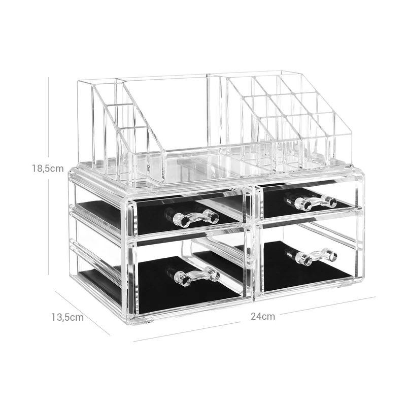 Kosmetikbox 4 Schubladen transparent