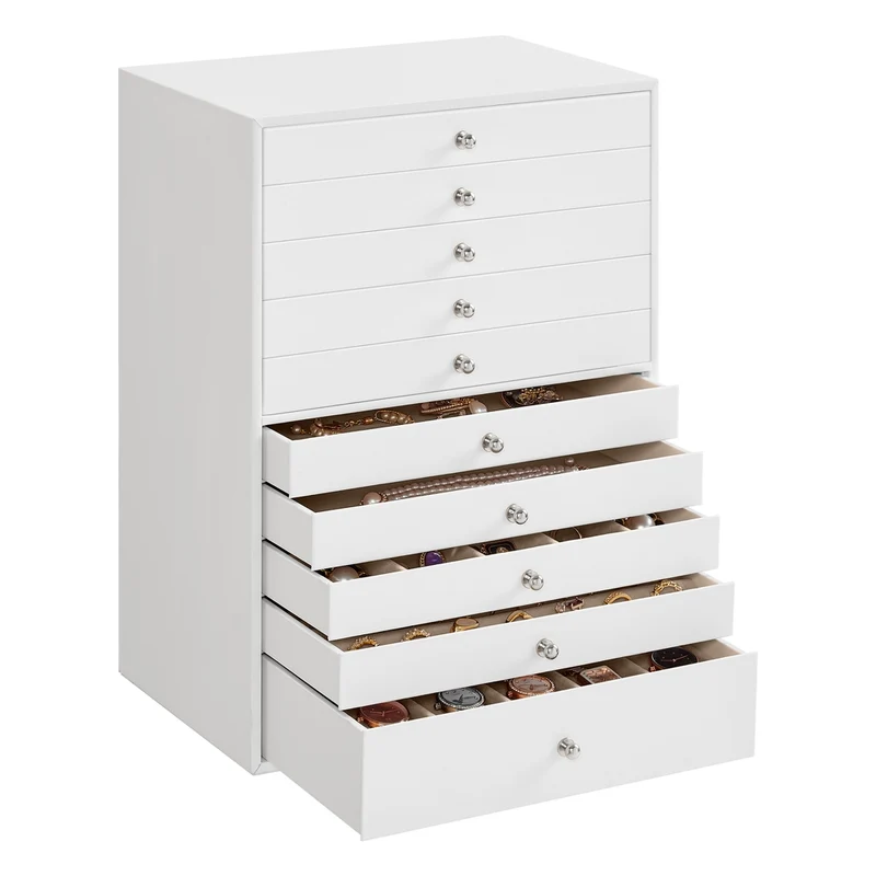 Schmuckkasten 10 Schubladen Weiß
