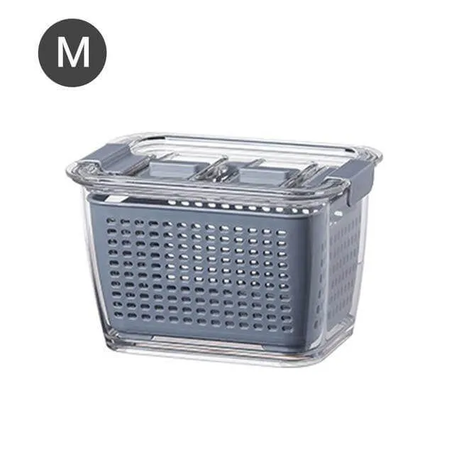 Multifunctional Vegetables & Fruit Fridge Drain Organizer Box with Lid