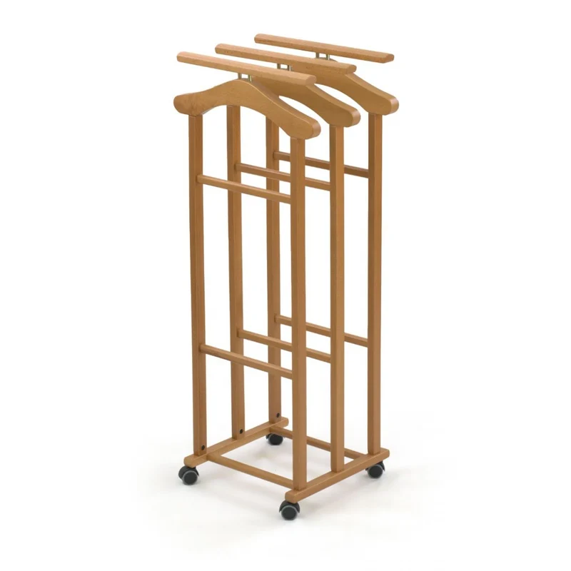 Arredamenti Italia TRIELLO, Holz - 3 Kleiderbügel und 3 Hosenhalter, Kirschbaum-Finish