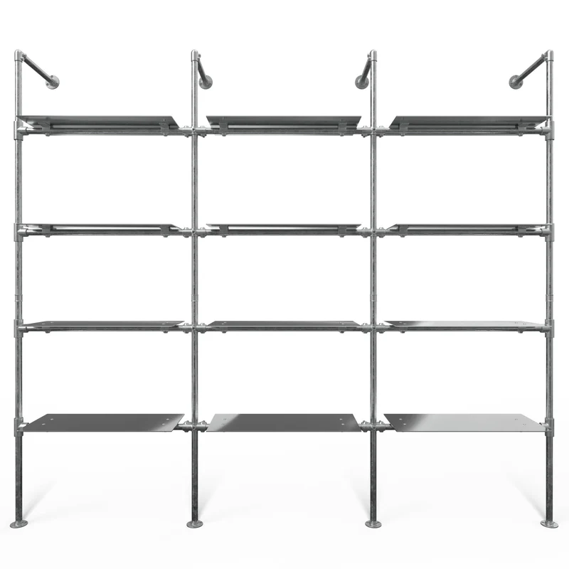 Original Steele Regalsystem mit 3 Sektionen - (4 Regalböden / 4 Regalböden / 4 Regalböden) Aufbewahrungssystem