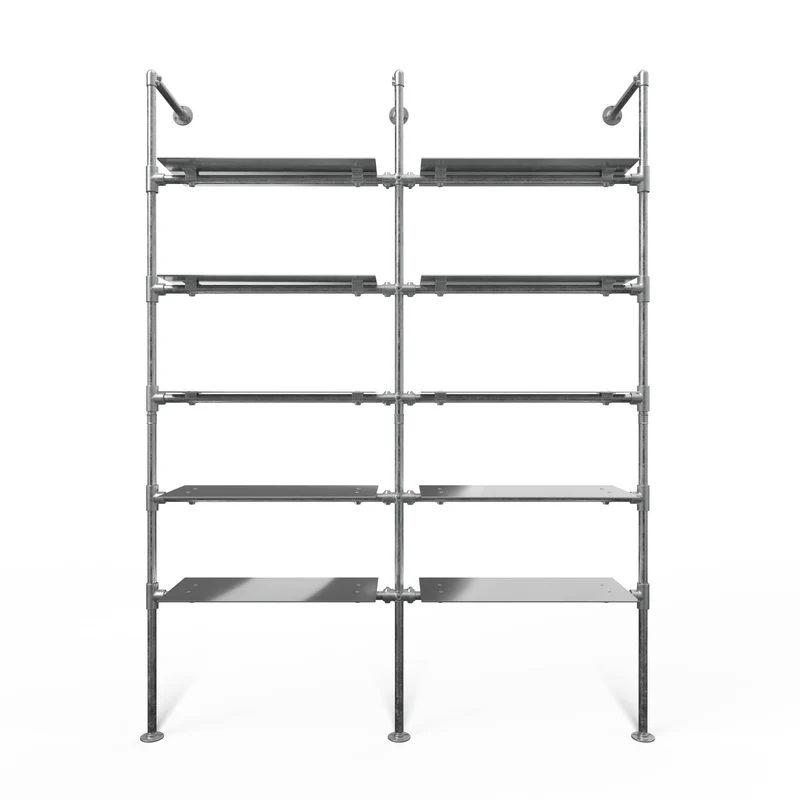Original Steele Regalsystem mit 2 Sektionen - (5 Regalböden / 5 Regalböden) flexibles Aufbewahrungssystem