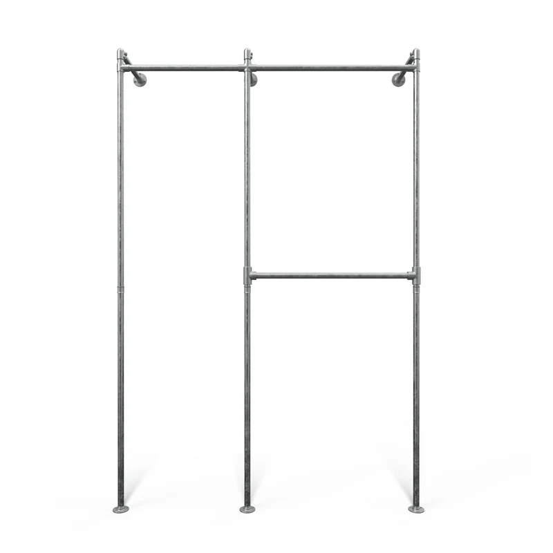 Original Steele Begehbares Kleiderschranksystem mit 2 Sektionen - (1 Kleiderstange / 2 Kleiderstangen) flexible Garderobenlösung