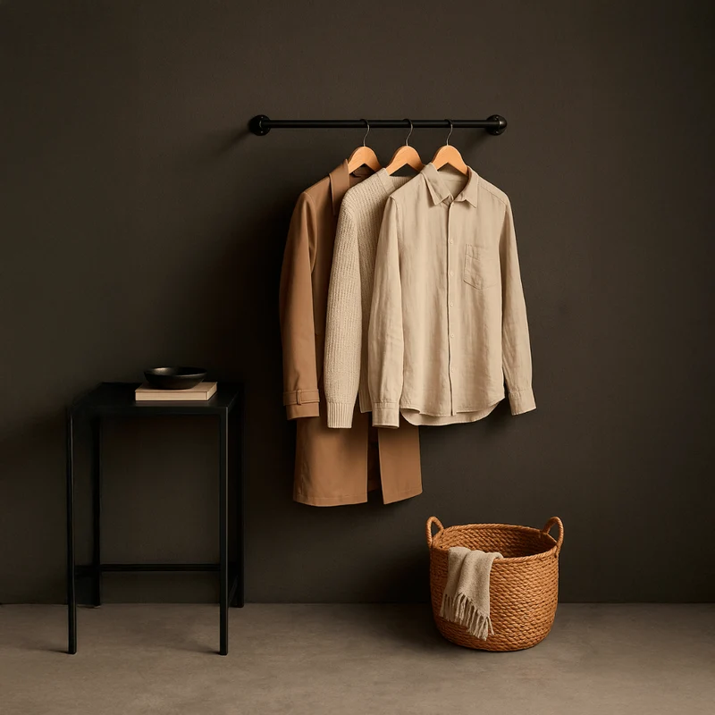 Joey – Wandgarderobe aus schwarzen Wasserrohren