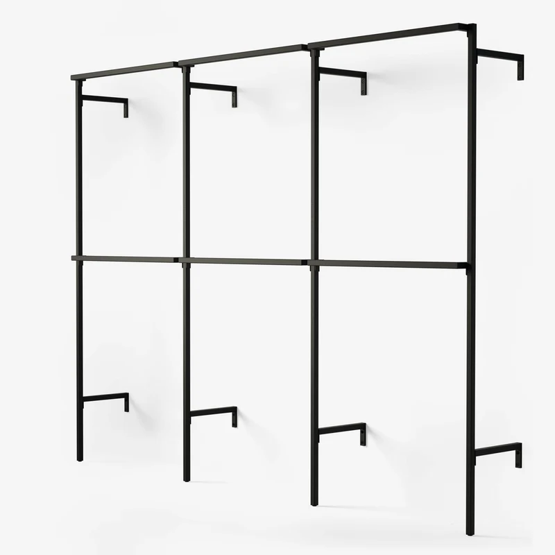 Frame Walk-In 3 Reihen Kleiderstangensystem - (2 Kleiderstangen / 2 Kleiderstangen / 2 Kleiderstangen)