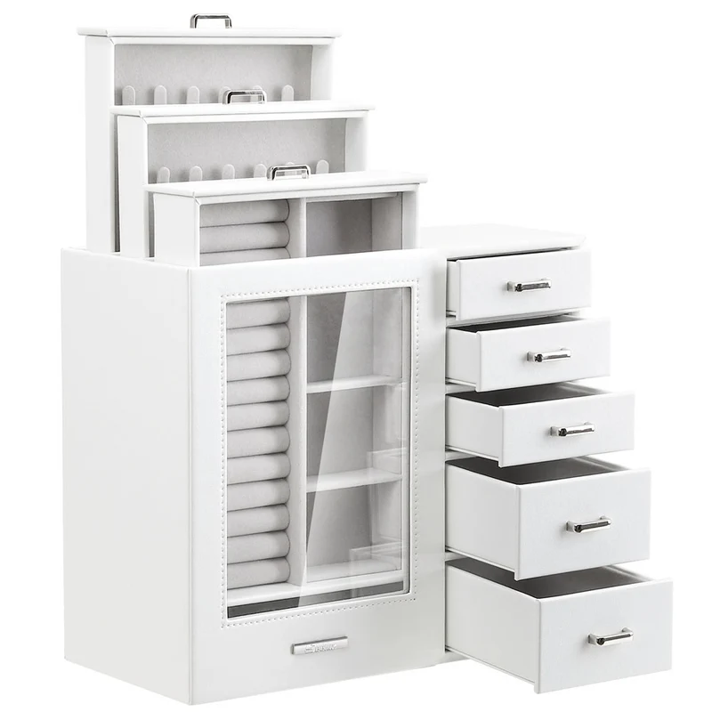 Yorbay Schmuckschatulle mit 8 Schubladen und Glasfenster
